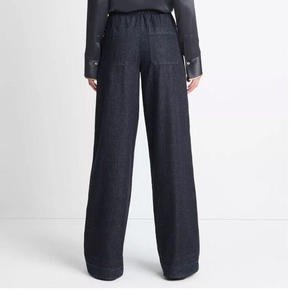 Vince  Wide Leg Pants Cotton Mid-Rise Size Medium NEW Slip On Elastic Waist - Picture 3 of 9